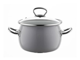 SMALTOVANÝ HRNEC 18CM 2,5L BERRY ŠEDÁ