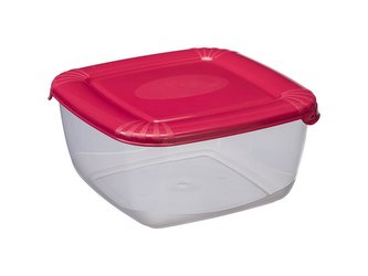BOX NA POTRAVINY  POLAR ČTVERCOVÝ 1500ML ČERVENÝ -PT 1676