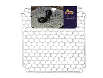 PODLOŽKA DO DŘEZU HRANATÁ 31X31CM TRANSPARENTNÍ