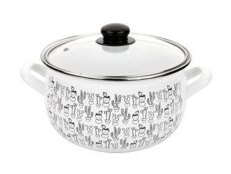 HRNEC SMALTOVANÝ PYZA S POKLIČKOU 22CM 5,3L CACTUS