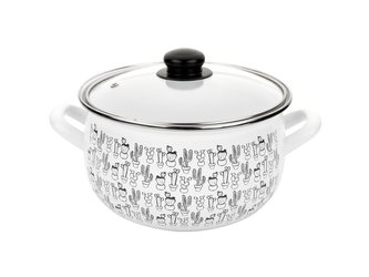 HRNEC SMALTOVANÝ PYZA S POKLIČKOU 18CM 3L CACTUS