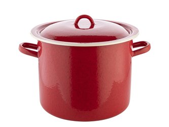 HRNEC SMALTOVANÝ S POKLIČKOU ČERVENÝ 23CM 8L POLÉVKOVÝ