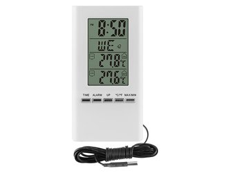 ELEKTRONICKÝ VNITŘNÍ/VNĚJŠÍ TEPLOMĚR BÍLÝ