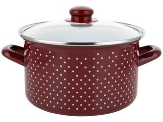 SMALTOVANÝ HRNEC RETRO ČERVENÝ 16 CM