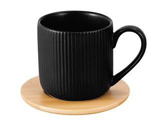 ŠÁLEK ALISA S BAMBUSOVOU PODLOŽKOU 260 ML-ČERNÝ