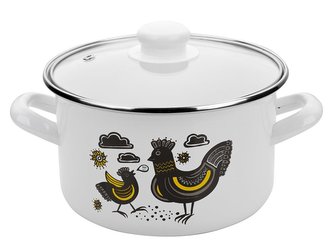 HRNEC SMALTOVANÝ S POKLIČKOU 20CM, 3,7L KURKA-CHMURKA