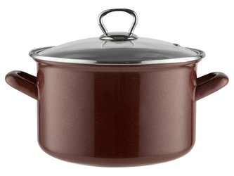 HRNIEC SMALTOVANÝ S POKLIČKOU 18CM 2,6L MARIGOLD ČERVENÁ BARVA