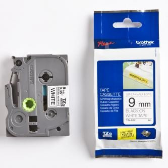 Páska, 9 mm x 8 m, BROTHER, bílá-černá