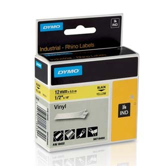Label,  vinyl, 12 mm x 5,5 m, DYMO "Rhino", yellow-black