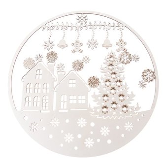 Dřevěná vánoční ozdoba kulatá perníček