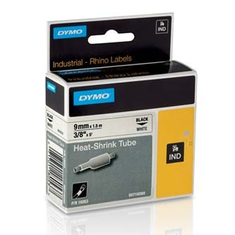 Dymo Rhino 18053, S0718280, 9mm x 1,5m černý tisk / bílý podklad, originální páska