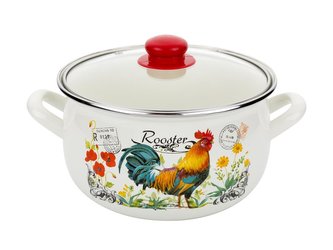 HRNEC SMALTOVANÝ PYZA S POKLIČKOU 22CM 5,3L KOHOUTEK