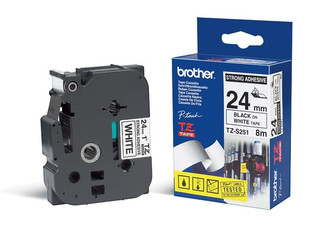 Páska, pevná, 24 mm x 8 m, BROTHER, bílá-černá