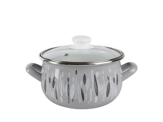 * HRNEC SMALTOVANÝ PYZA S POKLIČKOU 16CM 2,2L AUTUMN ŠEDÝ