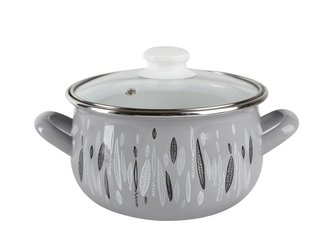 * HRNEC SMALTOVANÝ PYZA S POKLIČKOU 20CM 4,2L AUTUMN ŠEDÝ