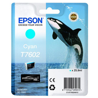 Epson originální ink C13T76024010, T7602, cyan, 25, 9ml, 1ks, Epson SureColor SC-P600