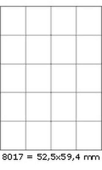 Samolepicí etikety 52,5 x 59,4 mm, 20 etiket, A4, 100 listů