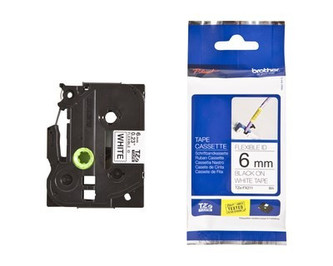 Brother TZ-FX211 / TZe-FX211, 6mm x 8m, černý tisk/bílý podklad, originální páska