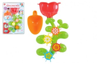 Mlýnek do vany kytička plast 32cm s lopatkou na přísavky v blistru 18m+