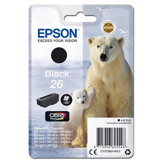 Epson originální ink C13T26014012, T260140, black, 6, 2ml, Epson Expression Premium XP-800, XP-700, XP-600
