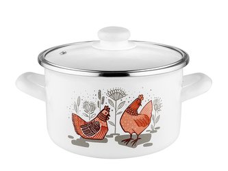 HRNIEC SMALTOVANÝ S POKLIČKOU 16CM 2L RUBINKA