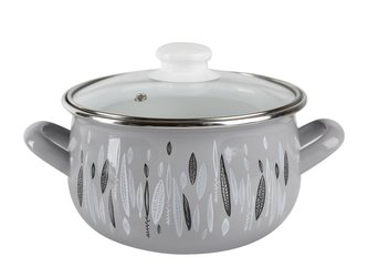 * HRNEC SMALTOVANÝ PYZA S POKLIČKOU 22CM 5,3L AUTUMN ŠEDÝ