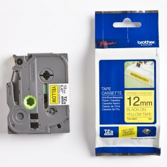 Páska, pevná, 12 mm x 8 m, BROTHER, žlutá-černá