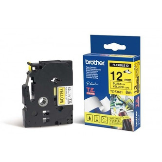 Páska, flexibilní, 12 mm x 8 m, BROTHER, žlutá-černá