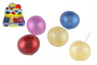 Míček antistresový mačkací sliz 7cm třpytivý 4 barvy 12ks v boxu