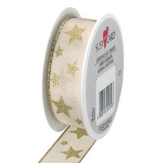 Stuha Hvězdy zlatá s glitrem 2,5 cm x 2 m