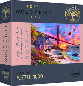 Puzzle dřevěné Západ slunce nad Golden Gate 1000 dílků