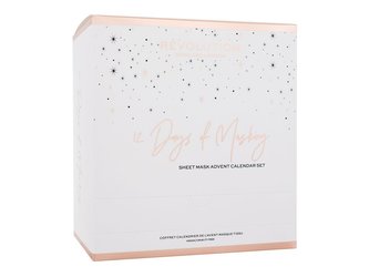 Revolution Skincare 12 Days Of Masking textilní pleťová maska 8 ks + maska na rty 1 ks + maska na ruce 1 ks + polštářky pod oči 1 ks + masážní váleček na obličej