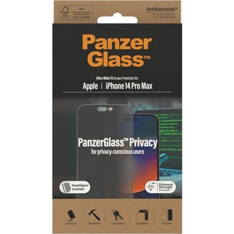 PanzerGlass™ Ultra-Wide Fit Privacy iPhone 14 Pro Max s instalačním rámečkem