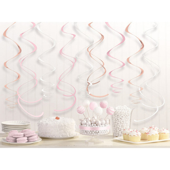 Závěsné spirály rosegold blush 12 ks