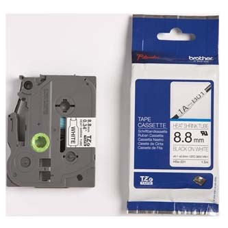 Brother HSe-221, 8.8mm x 1.5m, černý tisk / bílý podklad, originální páska