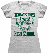Dámské tričko Netflix|Stranger Things: Hawkins High School (L) šedá bavlna