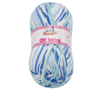 Příze OLI BABY - bílá, modrá - 100g / 210 m