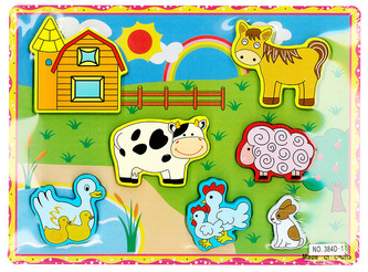 vkládačka dřevěná - farma