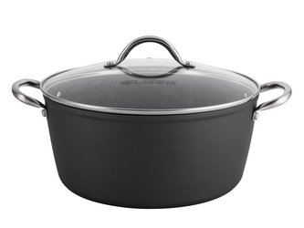HRNEC S POKLIČKOU ALU MERLOT 28 CM 6,8 L ČERNÝ