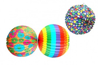 Lampion koule průměr 25cm 2 barvy v sáčku (bez hůlky) karneval