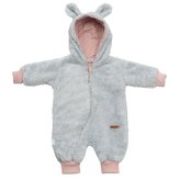 Luxusní dětský zimní overal New Baby Teddy bear šedo růžový - velikost 68 (4-6m)