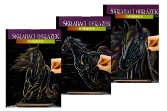 škrábací obrázek - duhový kůň