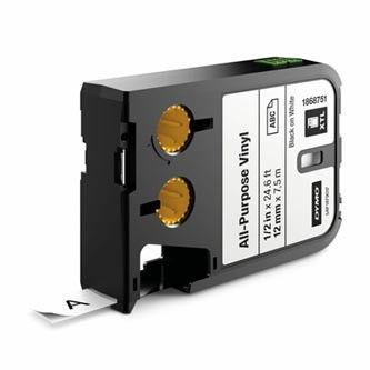 Páska "XTL" bílá-černá, vinyl, 12 mm x 7,5 m, DYMO