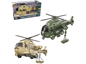 Vrtulník vojenský, se světlem a zvukem, na baterie, 28 x 10 x13 cm