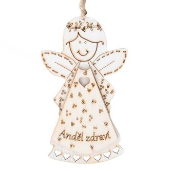 Dřevěný závěsný anděl s nápisem, 0/200