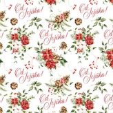 Vánoční balicí papír - Od Ježíška (vánoční květy)