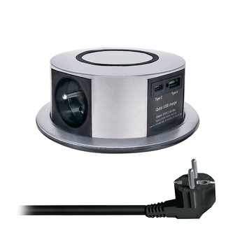 Zásuvkový blok SOLIGHT PP120USBCW-B
