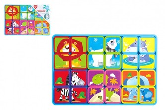 Puzzle magnetické deskové zvířata plast ve fólii 30x20x1cm 12ks v boxu 24m+