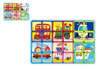 Puzzle magnetické deskové doprava plast ve fólii 30x20x1cm 12ks v boxu 24m+