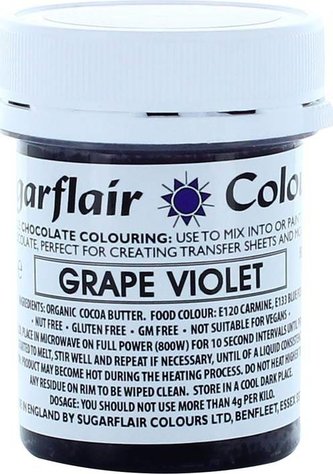 Barva do čokolády na bázi kakaového másla Sugarflair Grape Violet (35 g)
